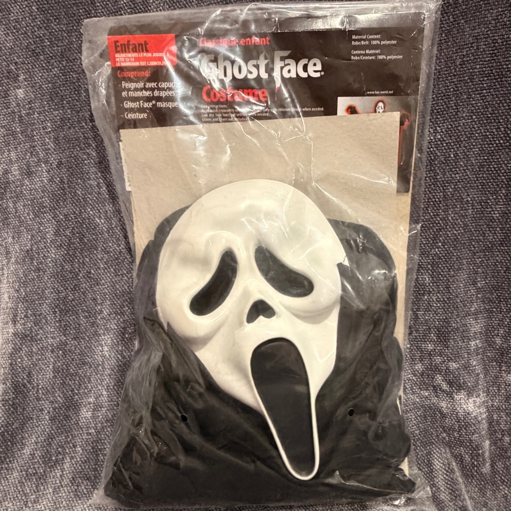 Ghost Face Costume Scream 4 Fun World Child Large 12-14 Mask Robe Belt Halloween